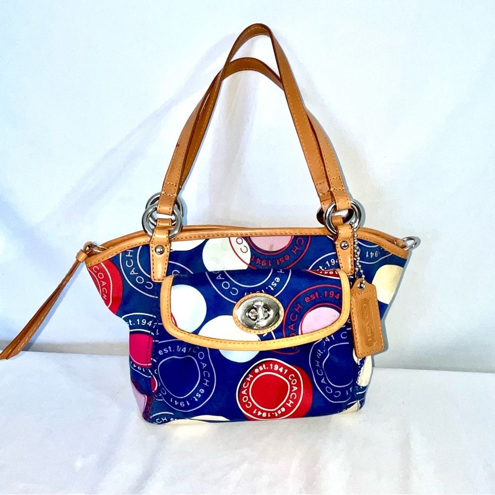 COACH-multi color pok-a-dot tote